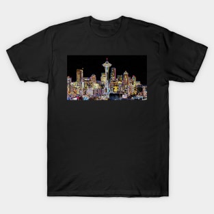 Dark be the Night - Luminous Seattle Skyline T-Shirt